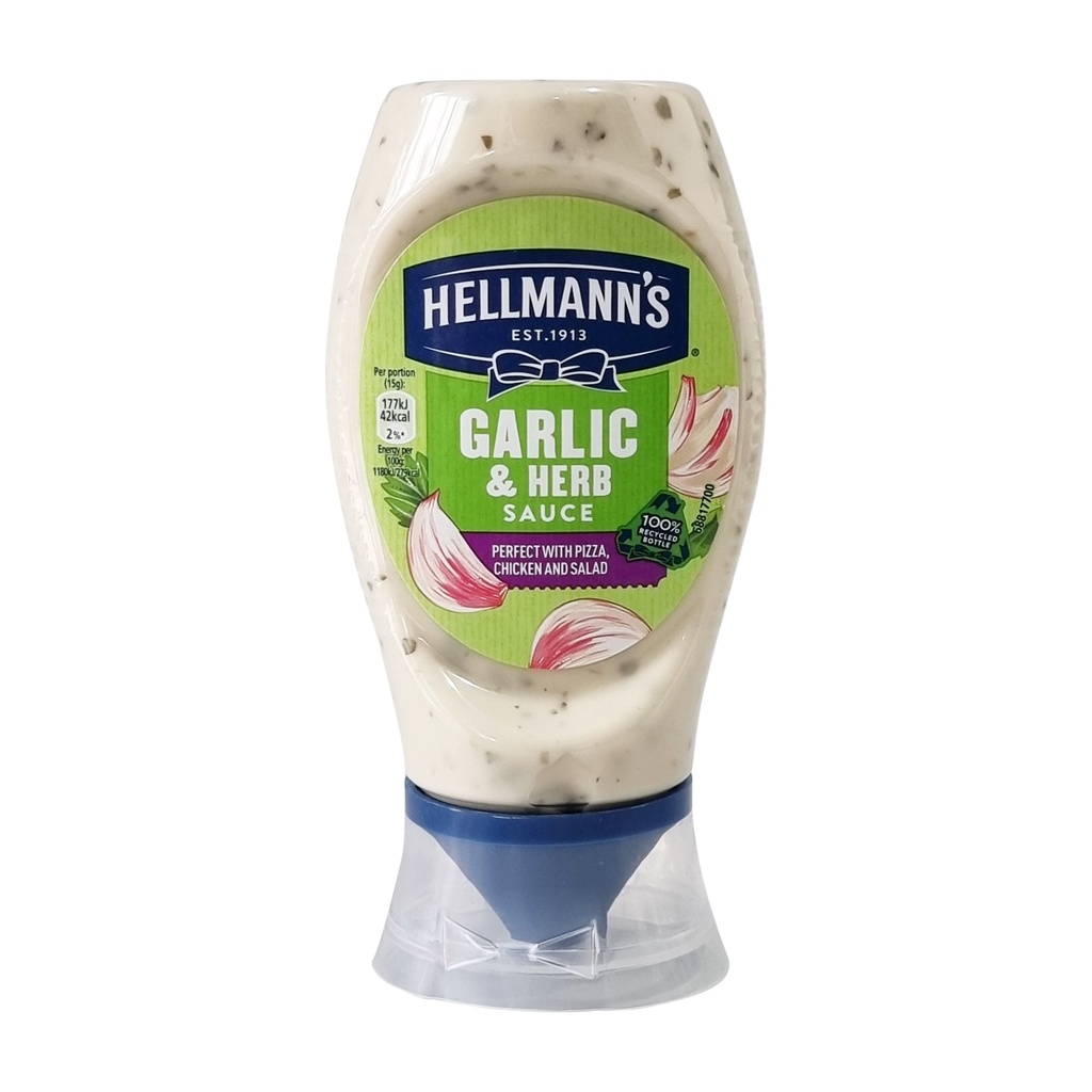 HELLMANN'S SQUEEZY GARLIC & HERB SAUCE 250ML