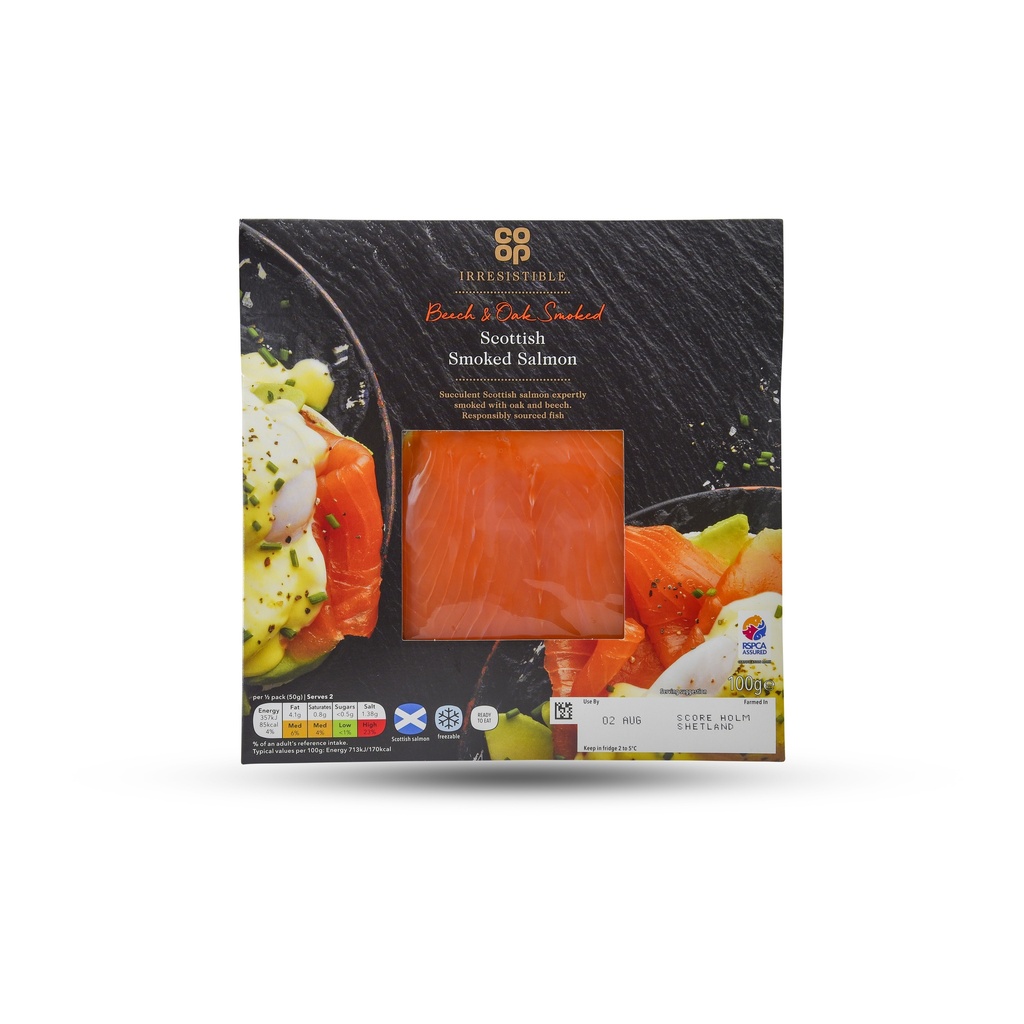 CO-OP IRRESISTIBLE SMOKED SALMON 100G