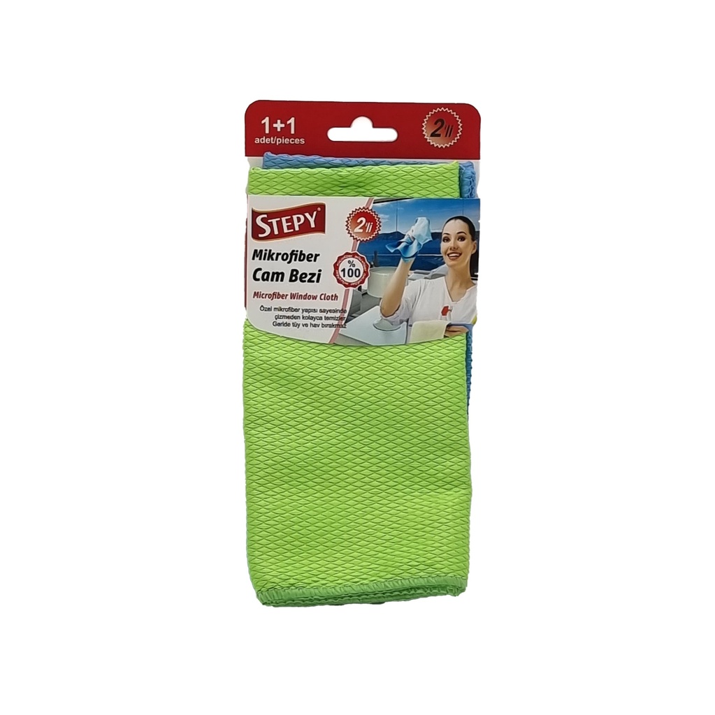 STEPY MICROFIBER WINDOW CLOTH 2'S HANGER PACK