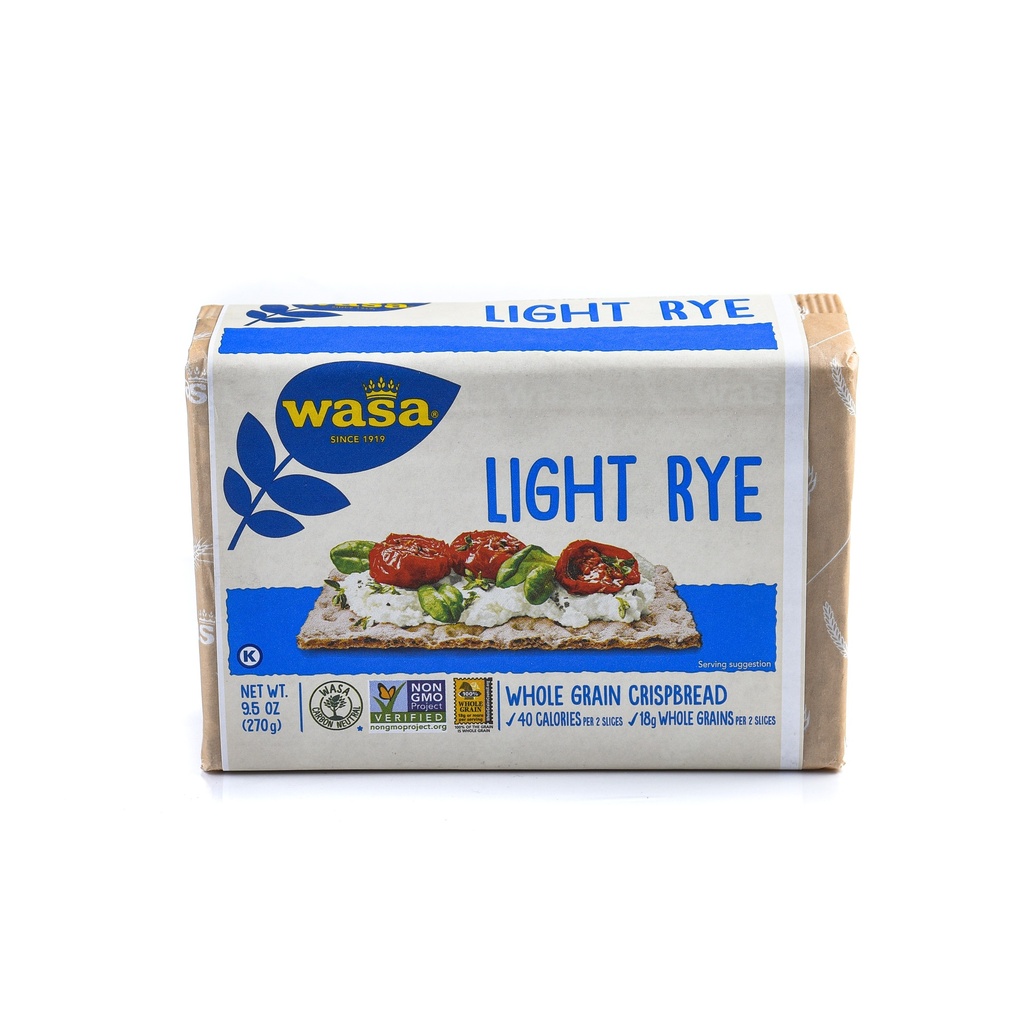 WASA GLUTEN FREE LIGHT RYE WHOLE GRAIN CRISPBREAD 270G