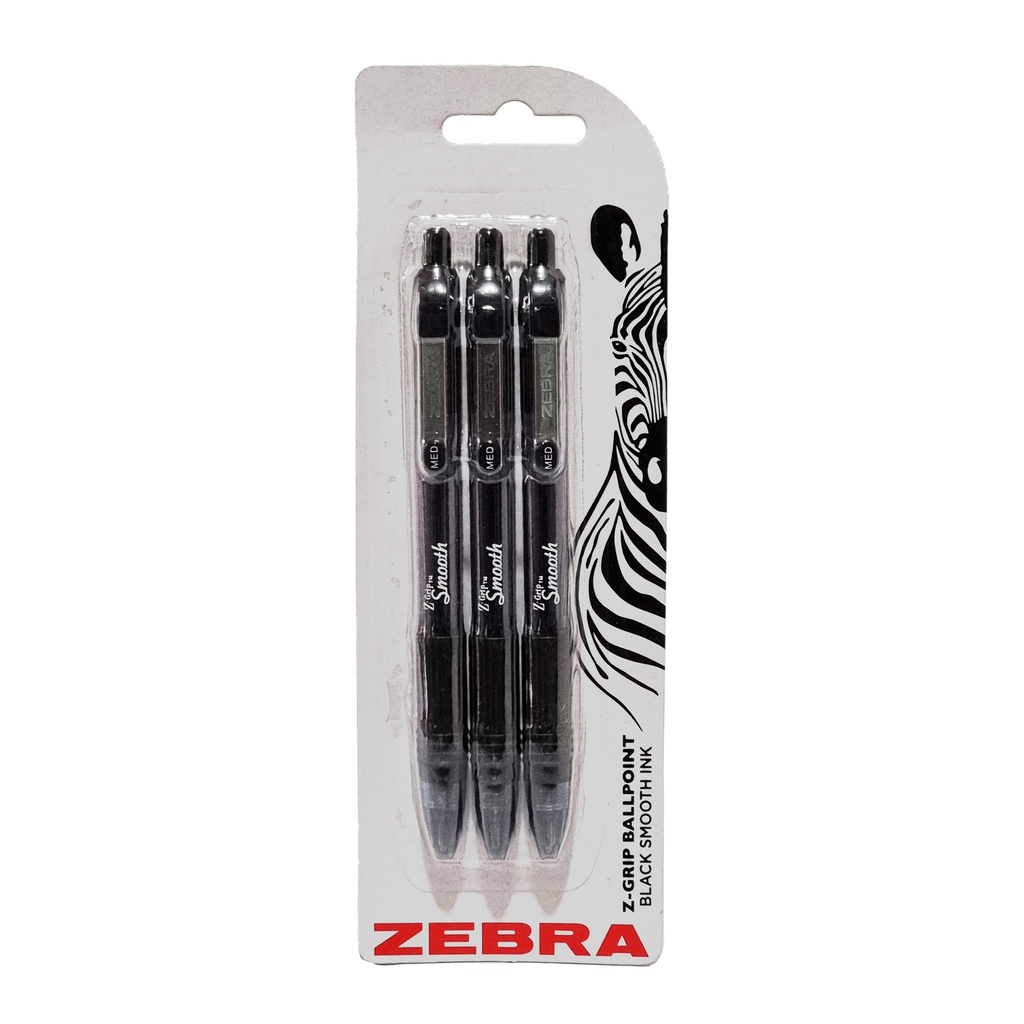 ZEBRA Z-GRIP BALLPOINT PEN BLACK 3'S