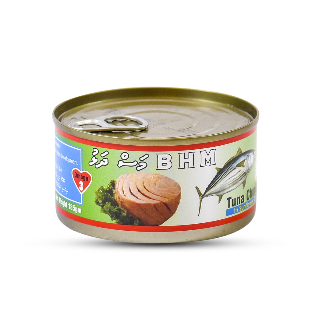 BHM TUNA CHUNKS IN SUNFLOWER OIL 185G