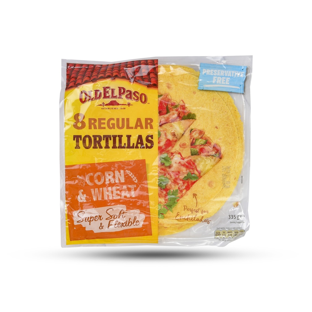 OLD EL PASO 8 REGULAR CORN & WHEAT TORTILLAS 335G