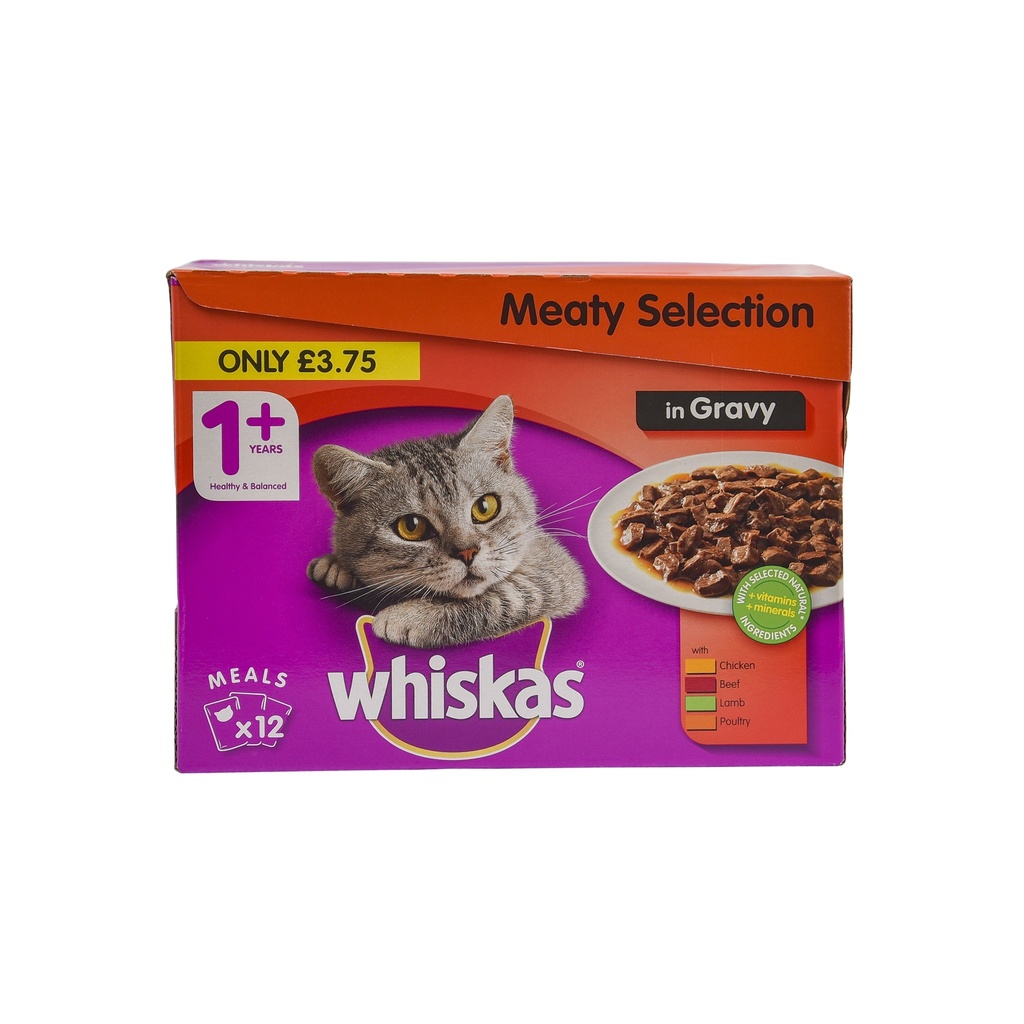 WHISKAS 1+  POUCH MEAT IN GRAVY 100G