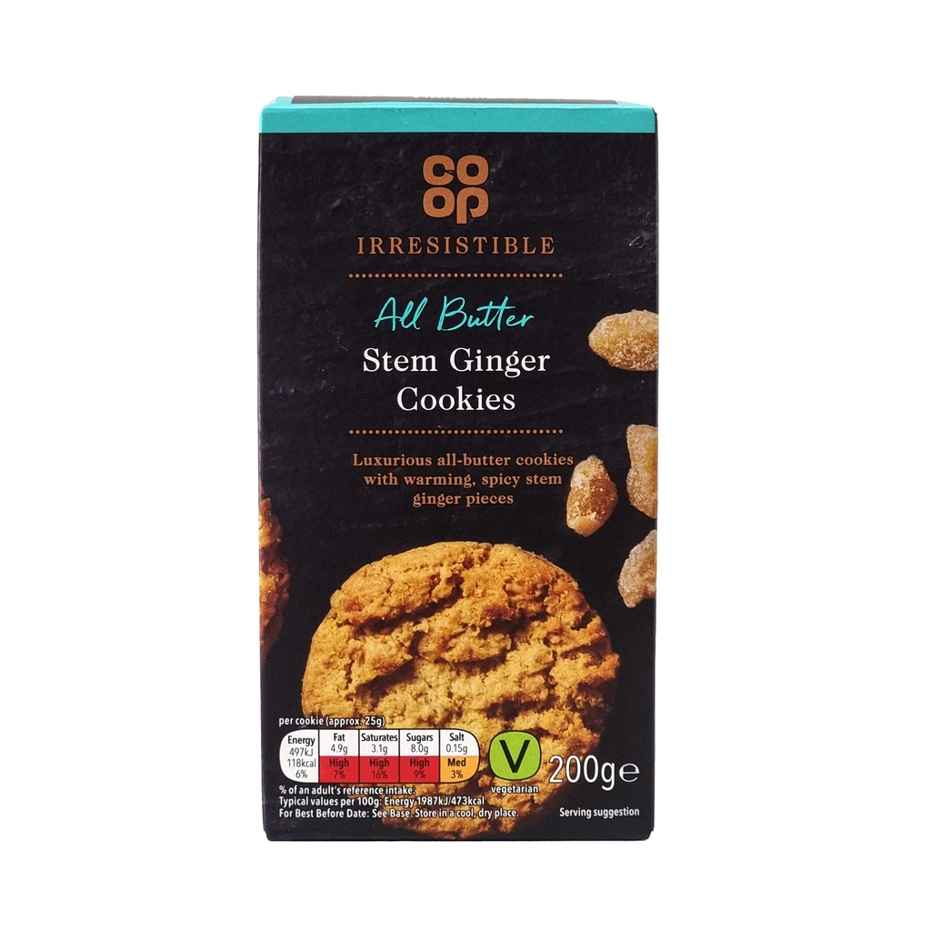 CO-OP IRRESISTIBLE ALL BUTTER STEM GINGER COOKIES 200G