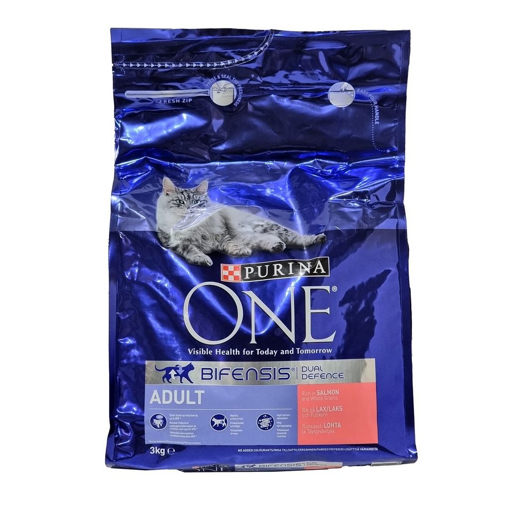 PURINA ONE ADULT DRY CAT FOOD SALMON & WHOLE GRAINS 3KG