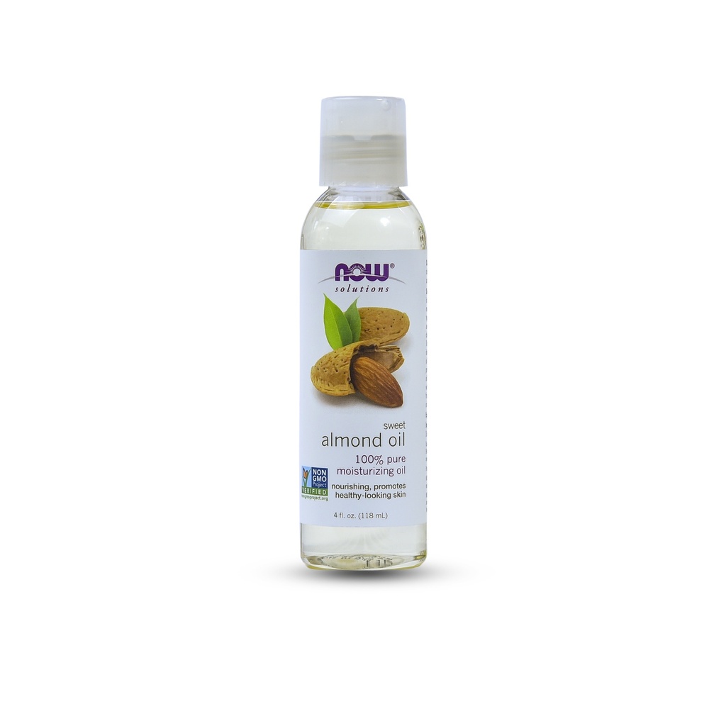 NOW SOLUTIONS 100% PURE MOISTURIZING OIL SWEET ALMOND OIL 4 OZ