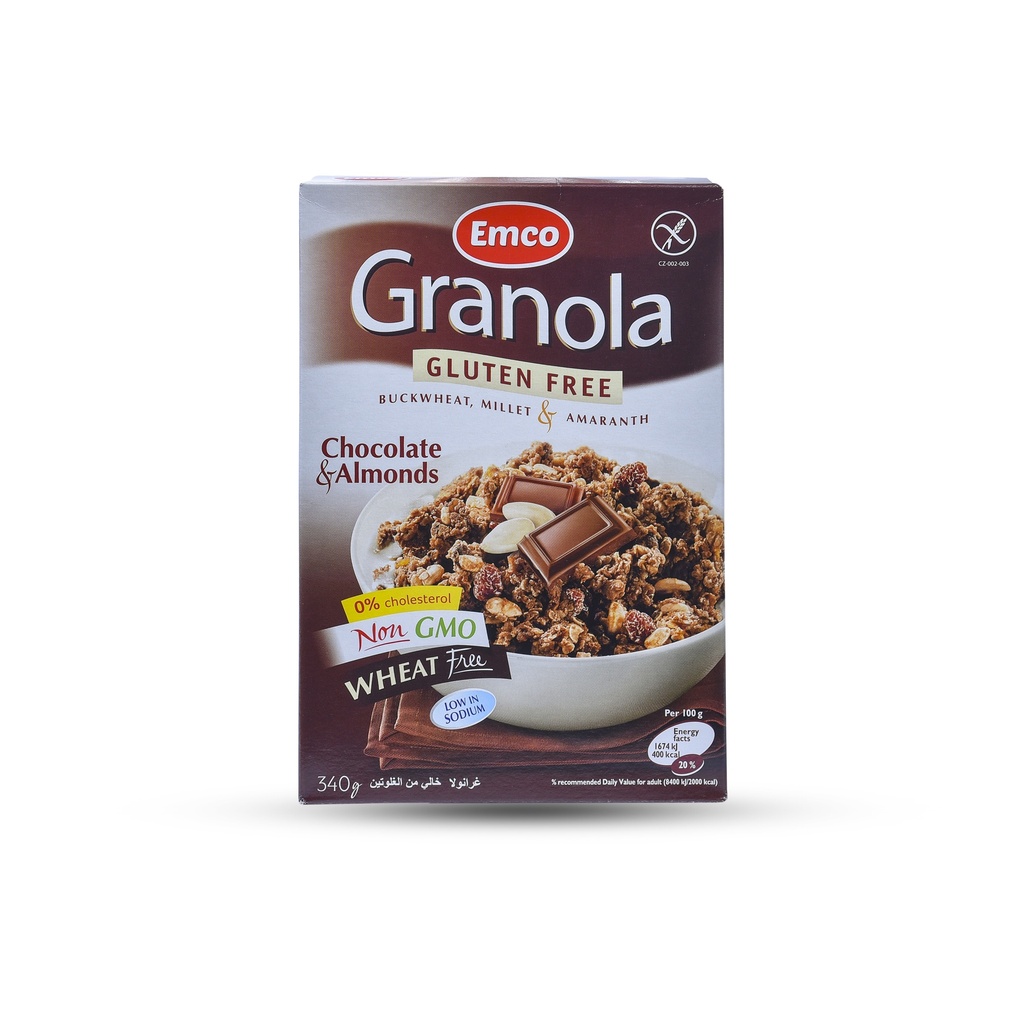 EMCO GRANOLA GLUTEN FREE WITH CHOCOLATE & ALMONDS 340G