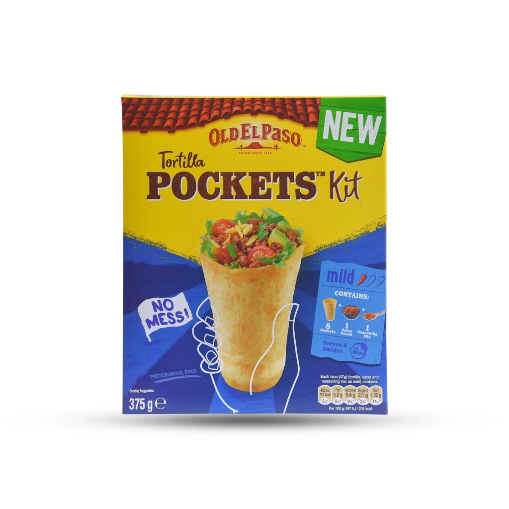 OLD EL PASO TORTILLA POCKETS KIT 375G