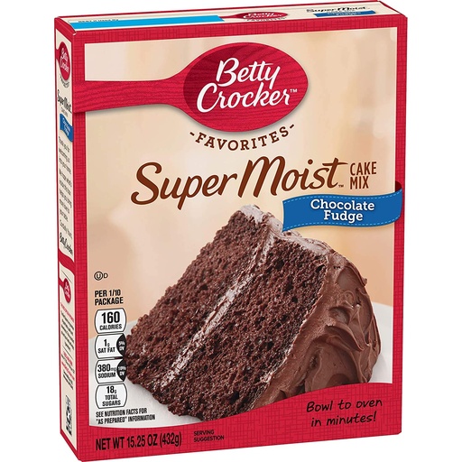 BETTY CROCKER CAKE MIX SUPER MOIST CHOCOLATE FUDGE 432G