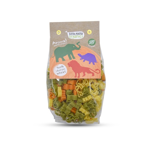 LITTLE PASTA ORGANICS TRICOLOUR ANIMAL PASTA SHAPE 250G