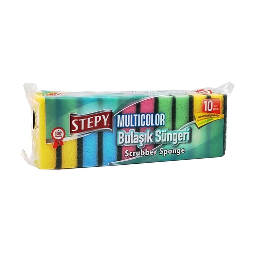 STEPY MULTICOLOUR SCRUBBER SPONGE 10'S PACK