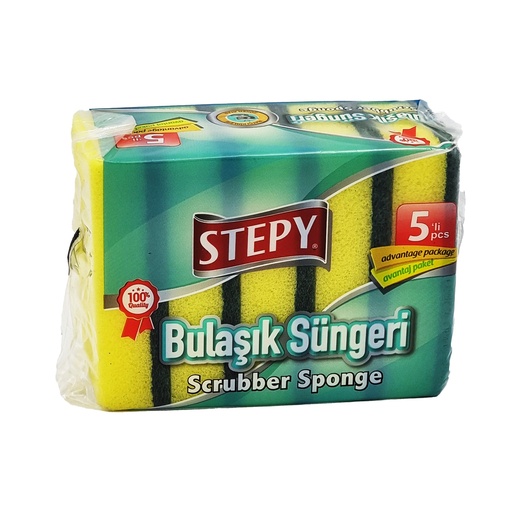 STEPY CORRUGATED SCRUBBER SPONGE 5'S PACK