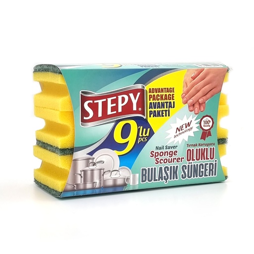 STEPY CORRUGATED SPONGE SCOURER 9'S PACK