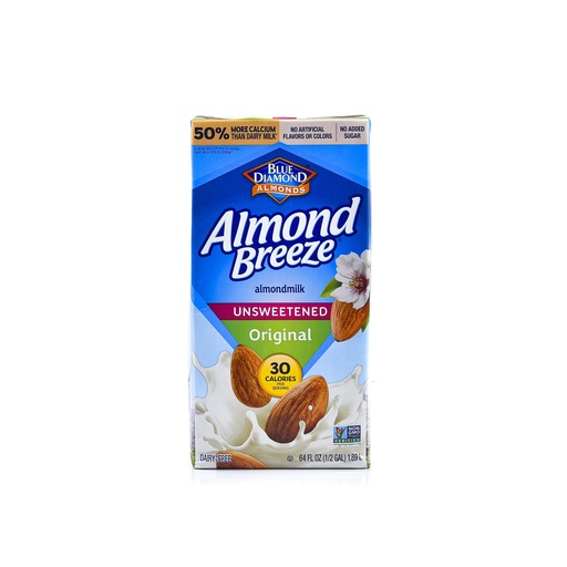 BLUE DIAMOND ALMOND BREEZE UNSWEETENED ORIGINAL ALMOND MILK 1.89L