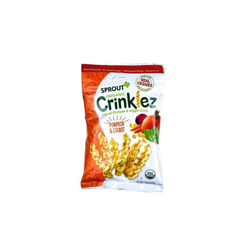 SPROUT ORGANIC CRINKLEZ POPPED CHICKPEA, PUMPKIN & CARROT SNACK 42G