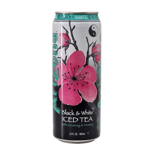 ARIZONA BEVERAGES BLACK & WHITE ICED TEA WITH GINSENG & HONEY 680ML