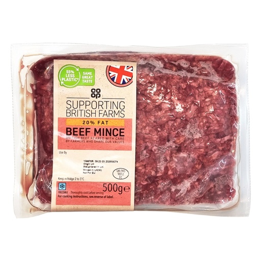 CO-OP BRITISH 20% BEEF MINCE 500G