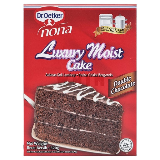 DR. OETKER LUXURY MOIST CAKE MIX DOUBLE CHOCOLATE 520G