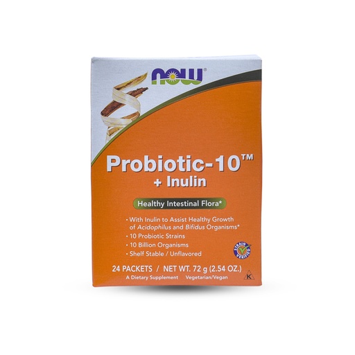 NOW HEALTHY INTESTINAL FLORA PROBIOTIC-10 + INULIN 24/BOX 