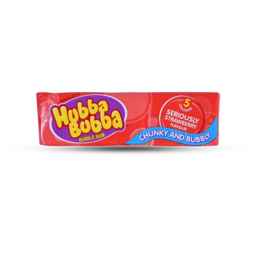 WRIGLEY'S HUBBA BUBBA BUBBLE GUM SERIOUSLY STRAWBERRY 5 CHUNKS 35G